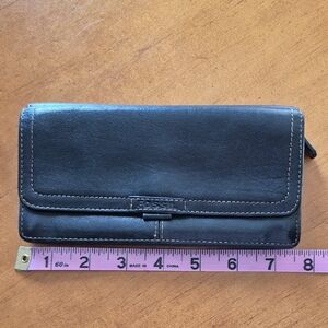 Vintage Fossil Black Leather Clutch Wallet